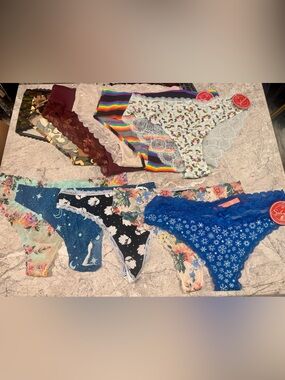 Splendies NWT Panty Lot 11 Size 1X Briefs Thongs Lace Prints